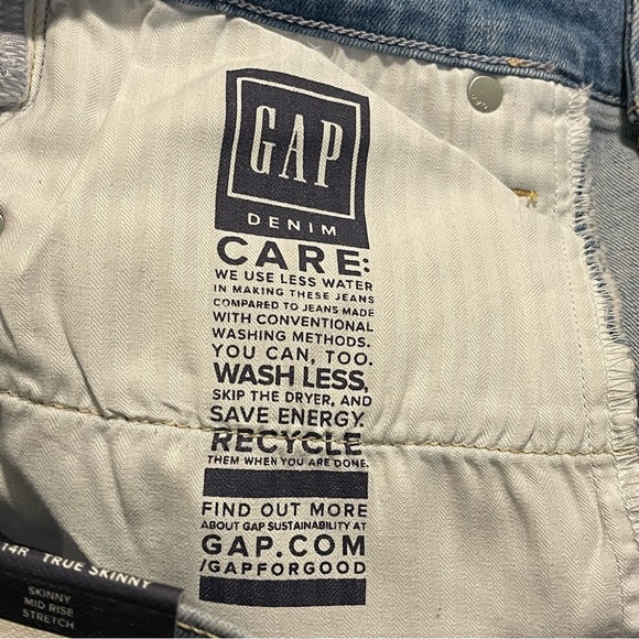 GAP True Skinny Mid Rise Jeans Light Wash 660446 32/14R - Picture 7 of 14
